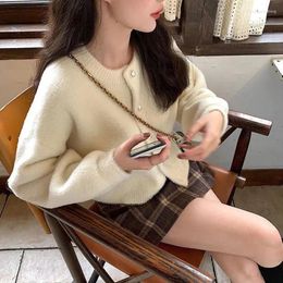 Women's Knits Women O-Neck Open Stitch Sweater 2024 Spring Autumn Casual Sweet Single Breasted Knitted Cardigans For Female Coat