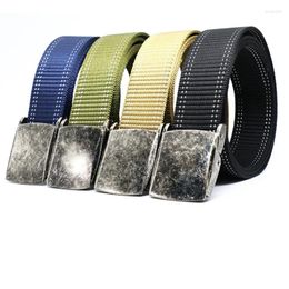 Belts Vintage Silver Zinc Alloy Nylon Belt Men's Outdoor Quick-drying Denim Casual Simple Leisure Go With Everything