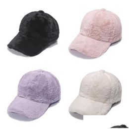 Ball Caps Winter Warm Rabbit Fur Baseball Cap Tide Outdoor Sports Thickening Solid Colour Leisure Feather Caps For Woman Fashion Street Dhdec