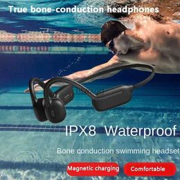 Cell Phone Earphones True Wireless Headphones Bone Conduction Bluetooth Swimming Headsets Professional Earphones IPx8 32G Waterproof Sports Earbuds YQ240105