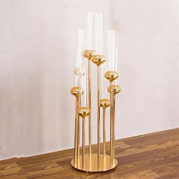 Metal Gold Candelabra 8 Arms Candle Holders Luxury Wedding Party Table Centerpiece Candlesticks Road Lead Home Decoration 222