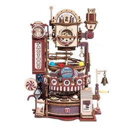 Robotime ROKR DIY Chocolate Factory 3D Wooden Puzzle Assembly Marble Run Toy Gift for Children Teens Adult LGA02 240104