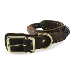 Dog Collars Heavy Duty Adjustable Collar Durable Metal Buckle Round Pet PU Leather Neck Strap For Medium Large Dogs
