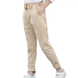 Trousers Girls Cargo Pants Ripped For A Girl Solid Color Kids Teenage Kid Clothes 6 8 10 12 14