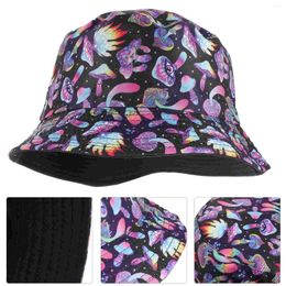 Berets Mushroom Flower Bucket Hat Hiking Women Sunscreen Caps Lattice Fishing Cotton Breathable