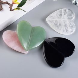 Natural Rose Quartz Heart Love Guasha Massage Tool for Head Back Face Spa Acupuncture Jade Gua Sha Scraping Facial Massager Beauty Skincare