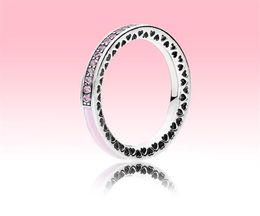 Pink stone Love hearts Rings Women Girls Party Jewelry for 925 Sterling Silver CZ Diamond Wedding Ring with Original box25559514089