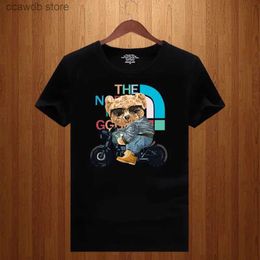 Men's T-Shirts Fashion Trend Moto Bear Printed T-shirt For Men Harajuku Short-Sleeved White Top T Shirt Casual Streetwear Men's Clothing Tshirt T240105