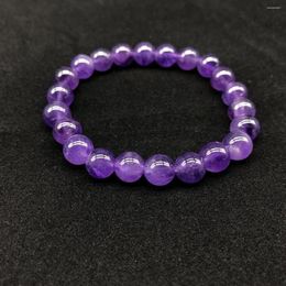 Strand 8mm Purple Natural Amethyst Bracelet Fashion Simple Round Beads Elastic For Friends Hand Chain Girls Women Jewelry Making Design