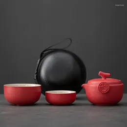 Teaware Sets Ceramic Gongfu Travel Tea Set Gorgeous Chinese Teapot One Pot Two Cups Portable Carrying Case