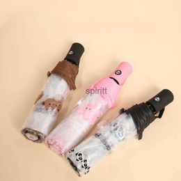 Umbrellas Umbrella Panda Automatic Umbrella Pink Rabbit Brown Bear Transparent Umbrella Unisex High Quality Gift Umbrella BusinessUmbrella YQ240105