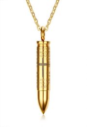 Bullet Pendant for Men Engraved Lord Bible Prayer Necklace Stainless Steel Male Jewellery Cremation Ashes Urn Bijoux85305837017907