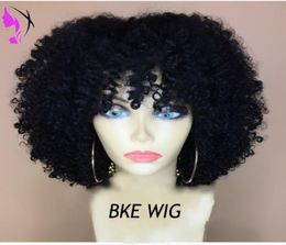 Top quality blackbrown burgundy short Afro Kinky Curly Women Wigs High Density lace front Synthetic Hair Wigs For Africa America5856094