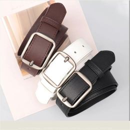 Belts 5 Colours 103cm 3cm PU Belt All-Match Solid Waistband Women Square Alloy Buckle Band Female Strap Ladies