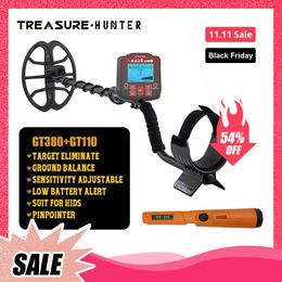 Treasure Hunter GT380 Professional Underground Gold Metal Detector 400 Scanner Finder Digger Waterproof 11 Coil Tool Pinpointer 240105