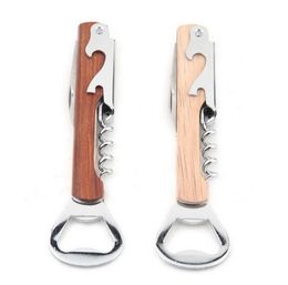 Wood Handle Corkscrew Opener Professional Wine Opener with knife Portable Screw Corkscrew Multifunction Waiter Beer Cap Bottle Opener Kitchen Bar Tool