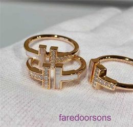 2024 new Designer Tifannissm ring Stainless steel Korean version design Rose Gold Plated oil drop diamond Have Original Box
