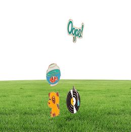 1Pc Cute Dog Record Goldfish Oops Design Metal Brooches Pins Enamel DIY Lovely Cartoon Hats Clips Gift9449235