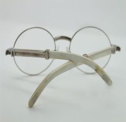 WholeFrames Round Eyeglasses Frame Myopia Optical Glasses White Buffalo Horn Glasses Myopia Glasses for Men Women3618025