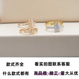 Tifannissm Designer Rings for women online store The same double T open ring with diamond bare body 925 silver female edge mother of pearl Have Original Box