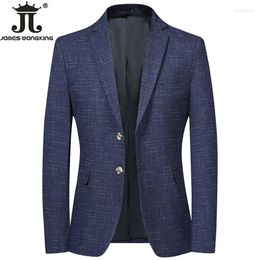 Men's Suits 2024 Fashion Boutique Dark Plaid Casual Business Suit Jacket Groom Wedding Dress Formal Blazer Male Blue Grey Black