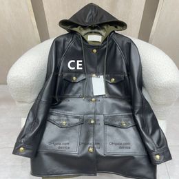 womens designer Biker Leather Jackets Coats Cowhide Slim Fit Hooded Motorcycle Coats Femal Tops