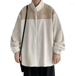 Men's Jackets 2024 Winter Standing Neck Jacket Loose And Versatile Solid Colour Warm Plush Fleece Coat Top