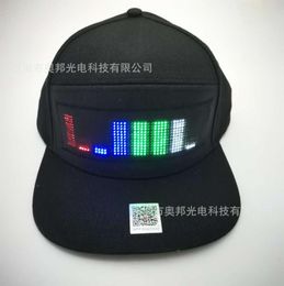 cap LED display light flash English animation app mobile phone change Bluetooth hat8396584