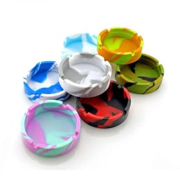 Soft Silicone Ashtray Round Luminous Portable Mini Ash Tray Anti-scalding Cigarette Holder Home Novelty Craft Smoking Accessories LL