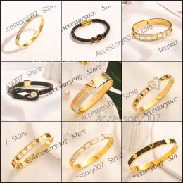 designer jewelry bracelet 20 Style Bracelets Designer Brand Letter Jewelry Crystal Faux Leather 18K Gold Plated Stainless steel Wristband Cuff