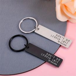 Keychains NCEE Personalize 3D Bar Stainless Steel Keyrings Engrave Text Name Date Logo Custom Key Chains Rings Love Gift