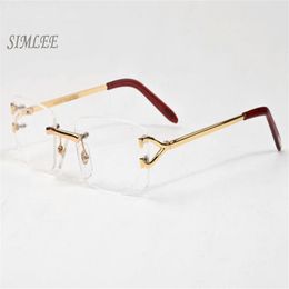 2018 high quality designer sunglasses for men unisex rimless clear glasses fashion men glasses gold silver metal frame buffalo hor249P