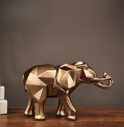 Modern Abstract Golden Elephant Statue Resin Ornament Home Decoration Accessories Gifts for Elephant Sculpture Animal Craft 2103297091923