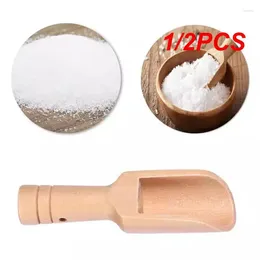 Spoons 1/2PCS Mini Wooden Salt Tea Coffee Scoops Seasoning Candy Spices Bath Milk Powder Scoop Accessories Spoon