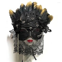 Party Supplies Girls Cosplay Mask Make Up Feather Lace Full Face Masks Custom Masque Halloween