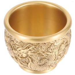 Bowls Chinese Treasure Bowl Brass Dragon Cylinder Vintage Ornaments Decorative Fortune Basin