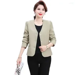 Women's Suits Spring Autumn Short Jacket Women 2024 Loose V-neck Pure Colour Coat Fashion Single-Breasted Blazer Outerwear Female