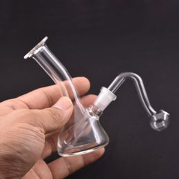 Classic Best-selling Items Mini Glass Beaker Bong 10mm Female Glass Oil Burner Bong Recycler Dab Rig Ashcatcher Bong with Male Glass Oil Burner Pipe 2pcs