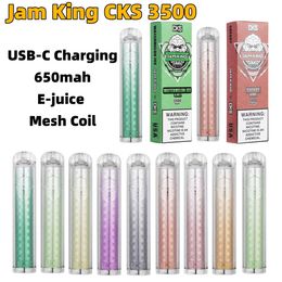 EU Warehouse vape desechable Jam King CKS 3500 electronic cigarette puff bar USB-C Charging Mesh Coil fruit flavor 6ml prefilled 650mah battery pen