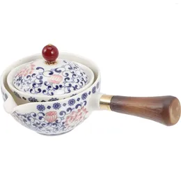 Dinnerware Sets 360 Degree Side Handle Pot Vintage Teapot With Chinese Traditional Decorative Ceramics Rotatable Kettle Office For Home