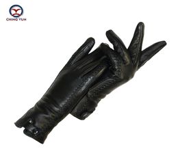 Women's Gloves Genuine Leather Winter Warm Woman Soft Female Rabbit Fur Lining Riveted Clasp High-quality Mittens Y1911134618391