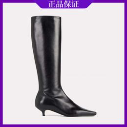 Toteme 23 Shoes Year Women's Cat Heel Calf Leather Pointed Square High Sleeve Knee Long Boots Women's Boots