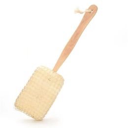 Other Bath Toilet Supplies Shower Design Brushes Bathroon Products Long Wooden Handle Natural Sisal Body Back Sponge Scrubber Sani Dhtzq