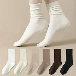 Women Socks 5 Pairs Boneless Women's Cotton Medium Tube Solid Colour Breathable Durable Sock Comfortable Outdoor Sports Thermal Hose