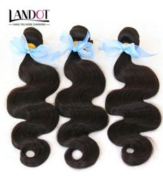 Indian Human Hair Weave Bundles 100 Unprocessed 8A Indian Body Wave Hair 3 Pcs Lot Cheap Indian Hair Extensions Natural Black Col15203151