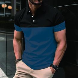 Men's Polos Europe And The United States Polo Shirt Street Casual Short Sleeve Cotton Patchwork Color High-quality Si