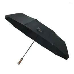 Umbrellas Selling Folding Business Fully Automatic Solid Wood Handle Umbrella With Enlarged Reinforced Wind Resistant