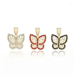 Pendant Necklaces Fashion Customized Gold Plated 14K 18K Crystal Zircon Red Black Butterfly Necklace For Women Birthday Gift