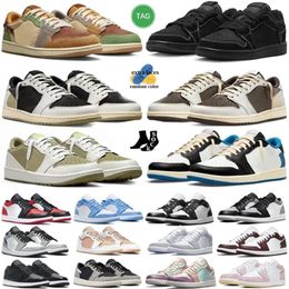 Jump Man 1 niedrige Basketballschuhe Herren Jumpman 1s große Größe US 13 Panda -Tiefs Segel Schwarz Phantom Og Golf Olive Reverse Mocha Elefant gelbes Fragment J1 Zion Voodoo Sneaker