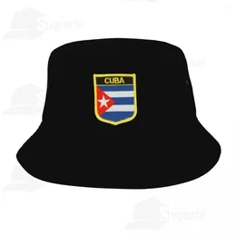 Berets Embroidery Bucket Hats Cuba Flag Cool Fans Sun Shade Outdoor Summer Fisherman Caps Fishing Cap